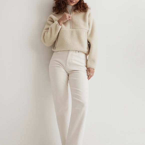 Madewell Faux Shearling Half-Zip Pullover - Picture 2 of 5